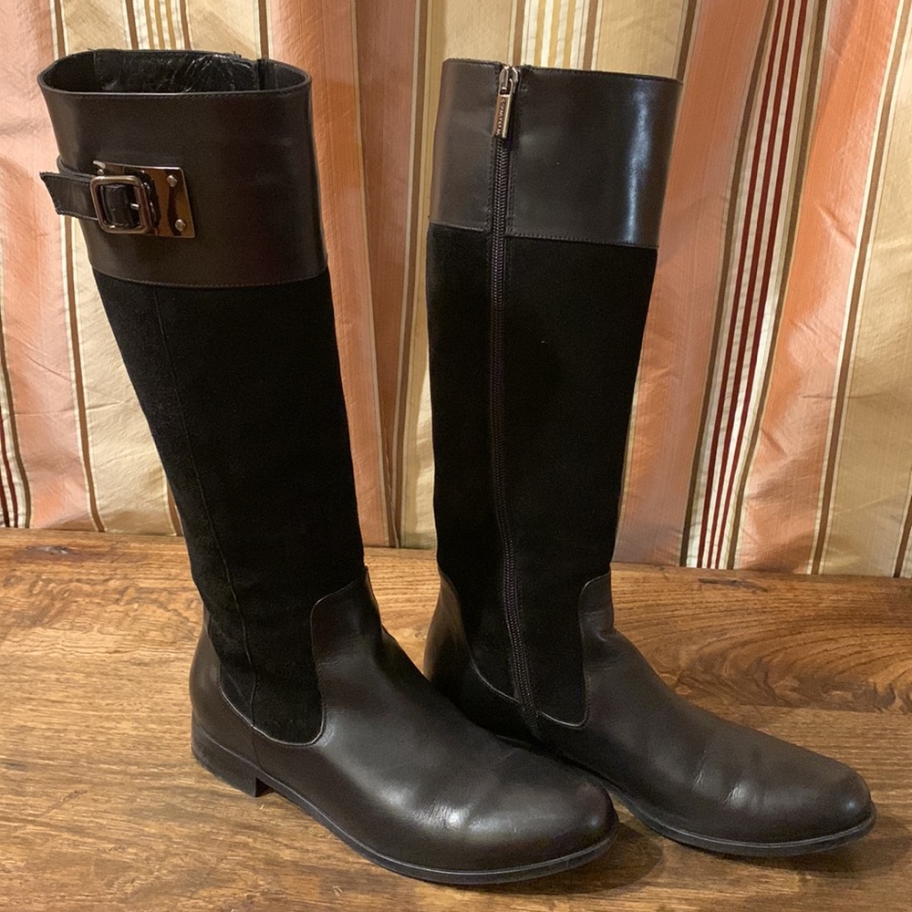Aquatalia tall riding style boots, size 8, black excellent condition
